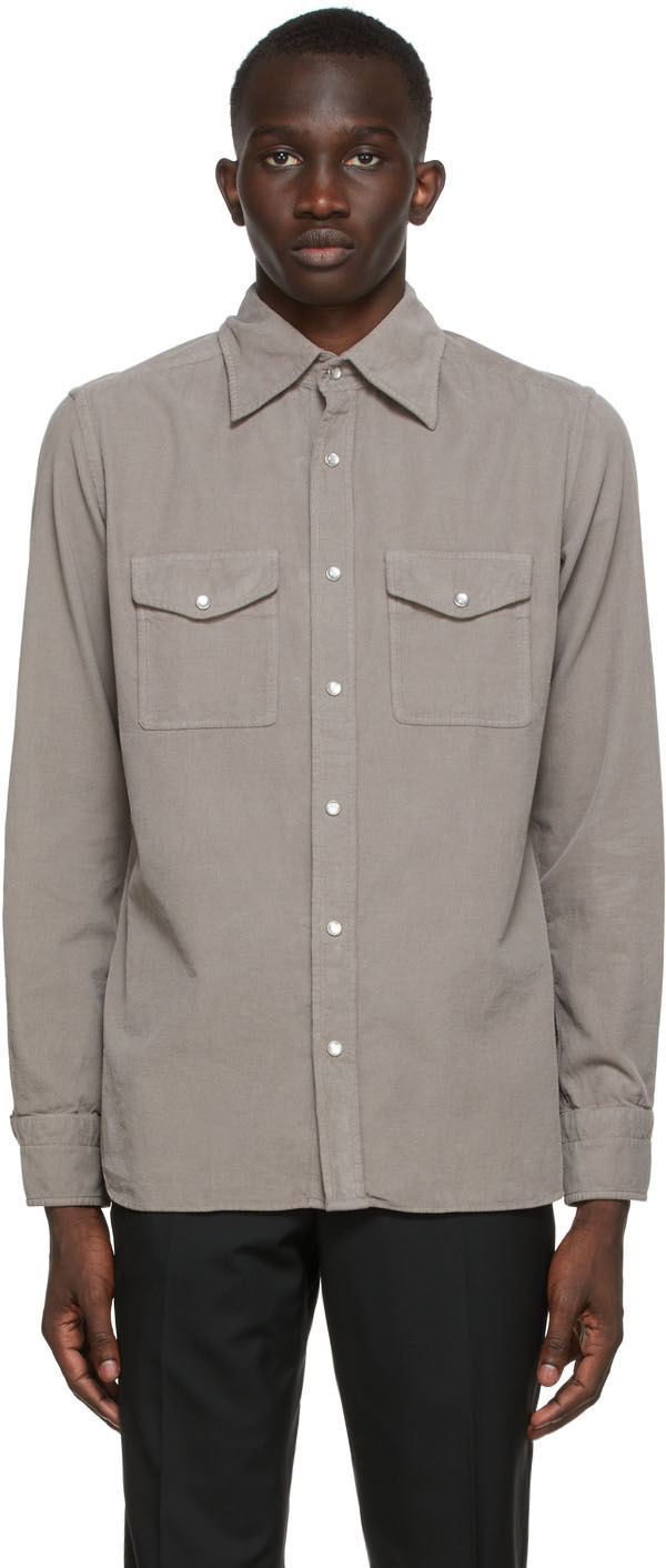 TOM FORD: Grey Corduroy Leisure Shirt | SSENSE