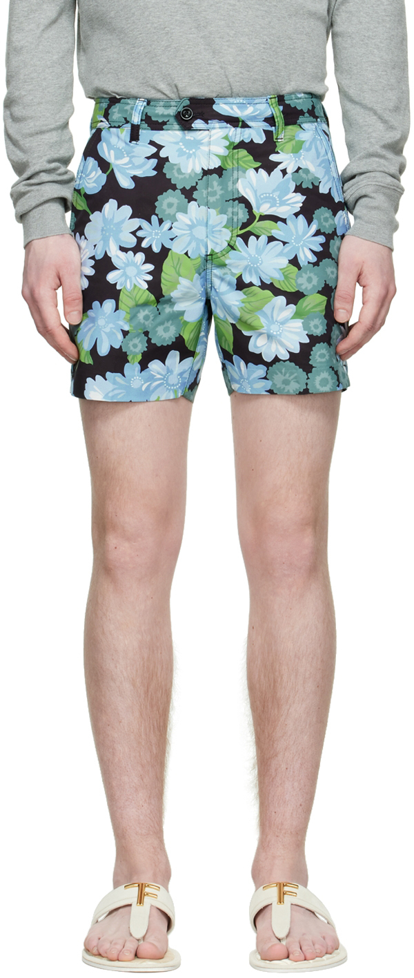 Shop Tom Ford Black Cotton Shorts In 102 Sky