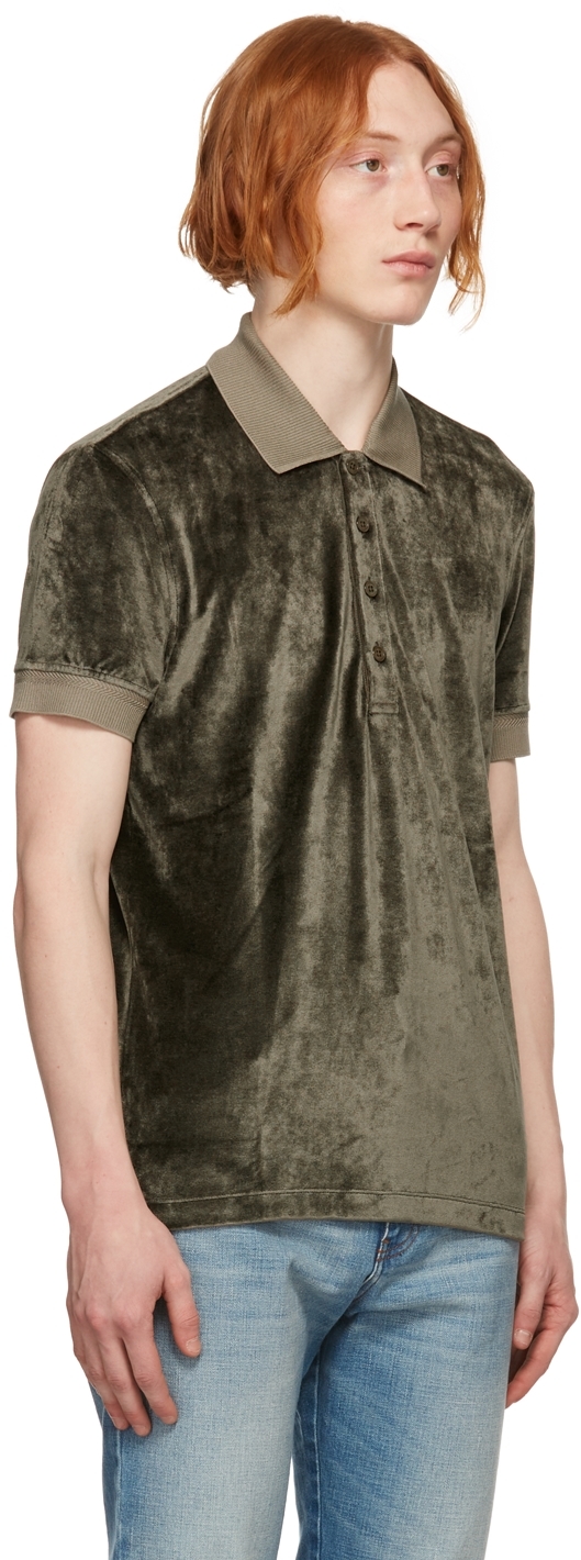 TOM FORD Khaki Liquid Velour Polo | Smart Closet