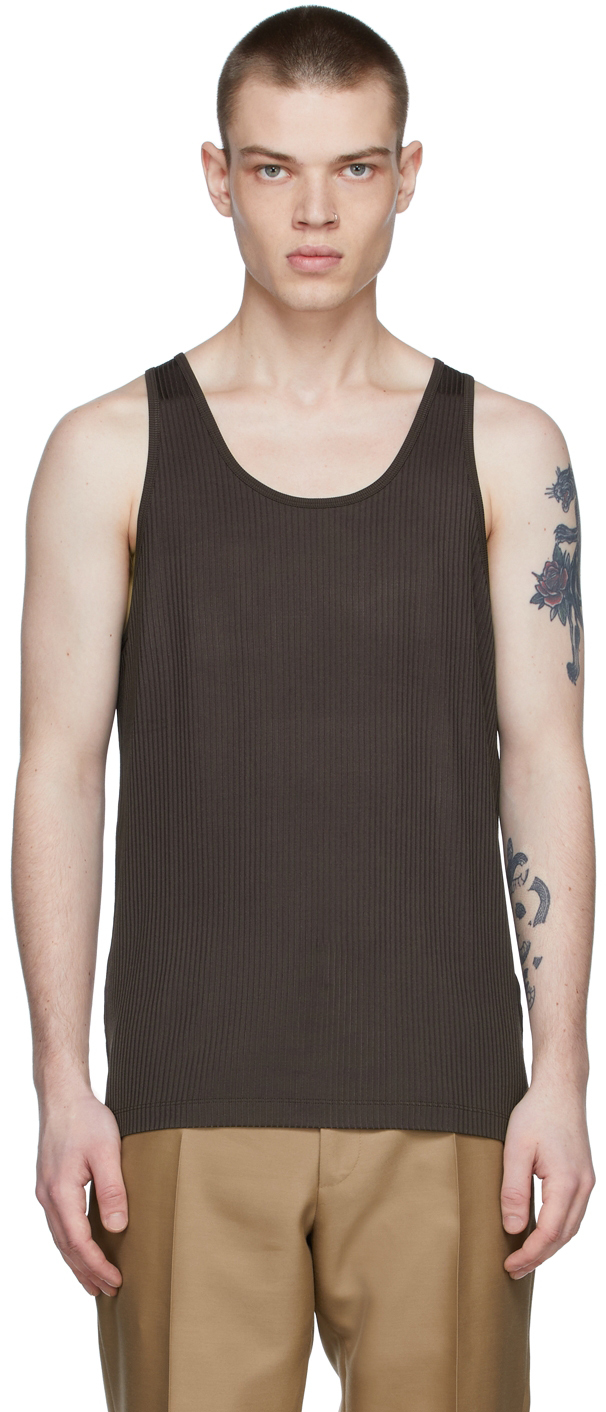 Brown Fluid Viscose Tank Top