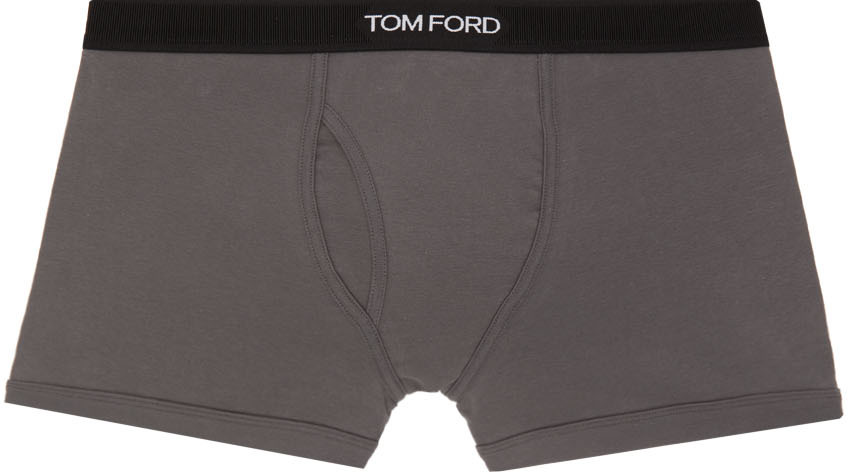 Grey Cotton Boxer Briefs by TOM FORD on Sale