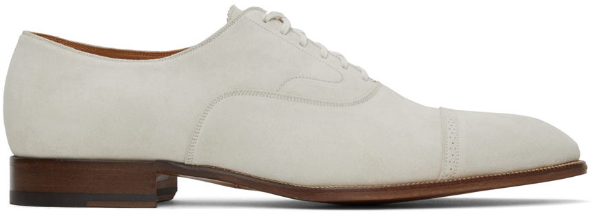 TOM FORD OFF-WHITE SUEDE BRADDEN OXFORDS
