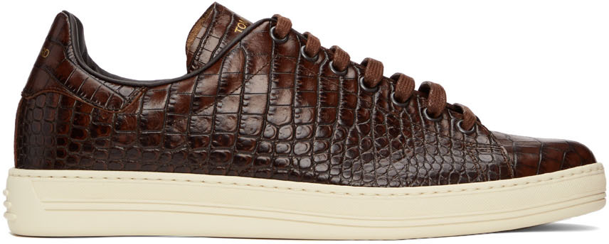 Save 36% Tom Ford Leather Low Top Sneakers in Brown for Men Mens Trainers Tom Ford Trainers 