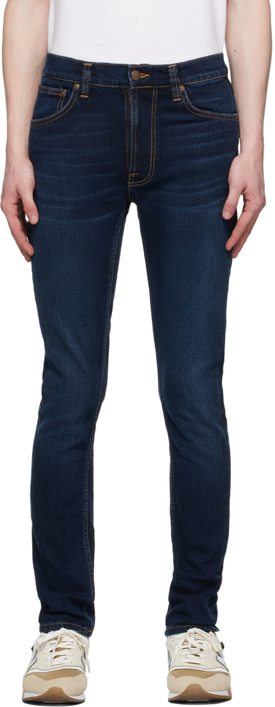 Jean Lean Dean indigo Nudie Jeans en solde