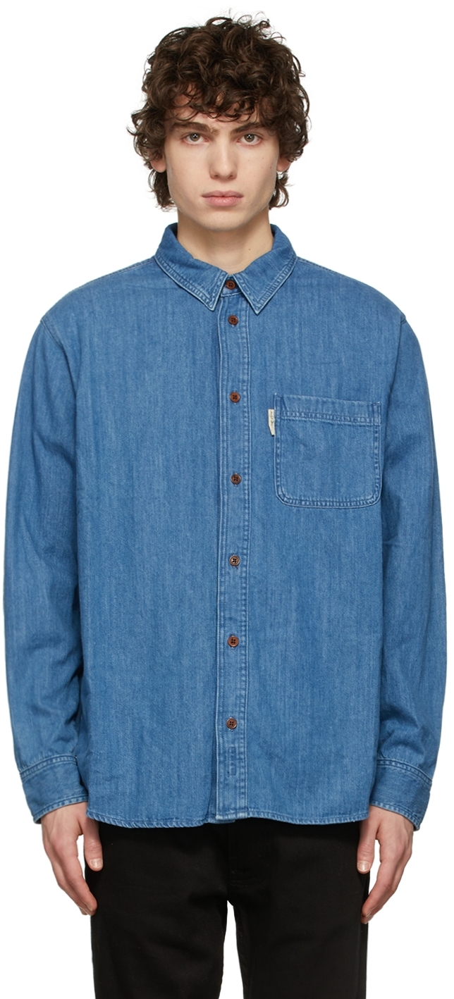 etage ale Skære Nudie Jeans: Blue Hebbe Denim Shirt | SSENSE