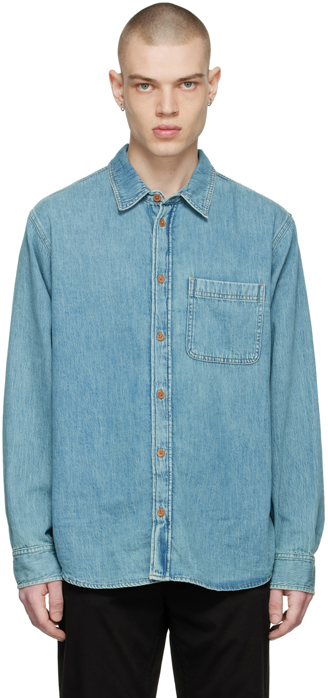 Jeans: Blue Denim Shirt | SSENSE