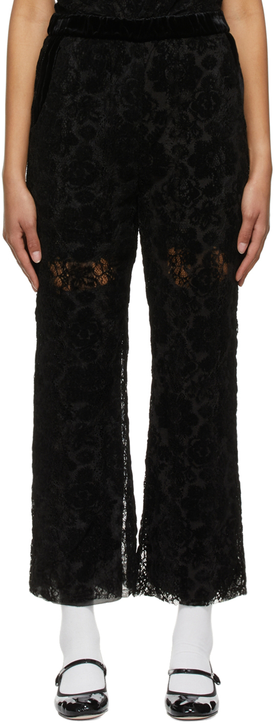 Renli Su Black Nylon Trousers In 905 