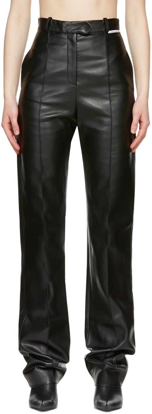 Aleksandre Akhalkatsishvili Black Faux-Leather Trousers