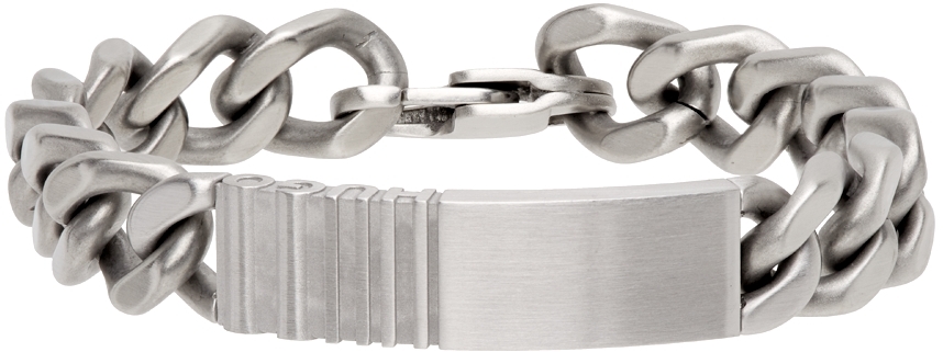 Silver Chain Cuff Logo Bracelet