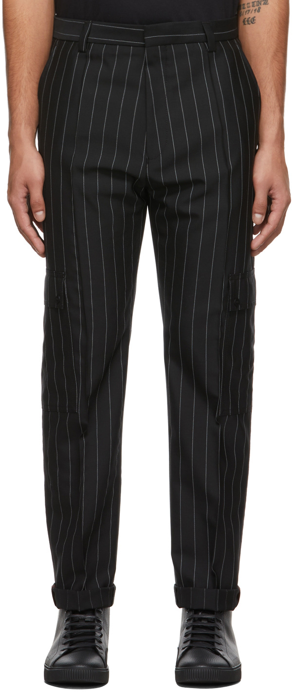 Black Pinstripe Tailored High Waist Trousers  PrettyLittleThing