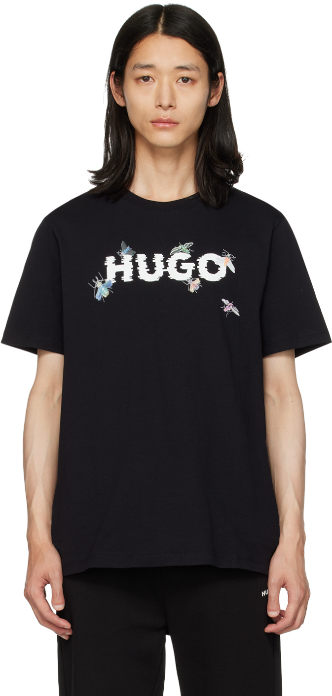Hugo Black Printed T-shirt In 1 Black