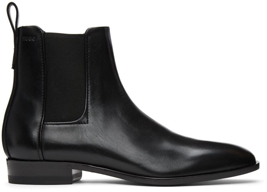 Hugo Black Leather Chelsea Boots