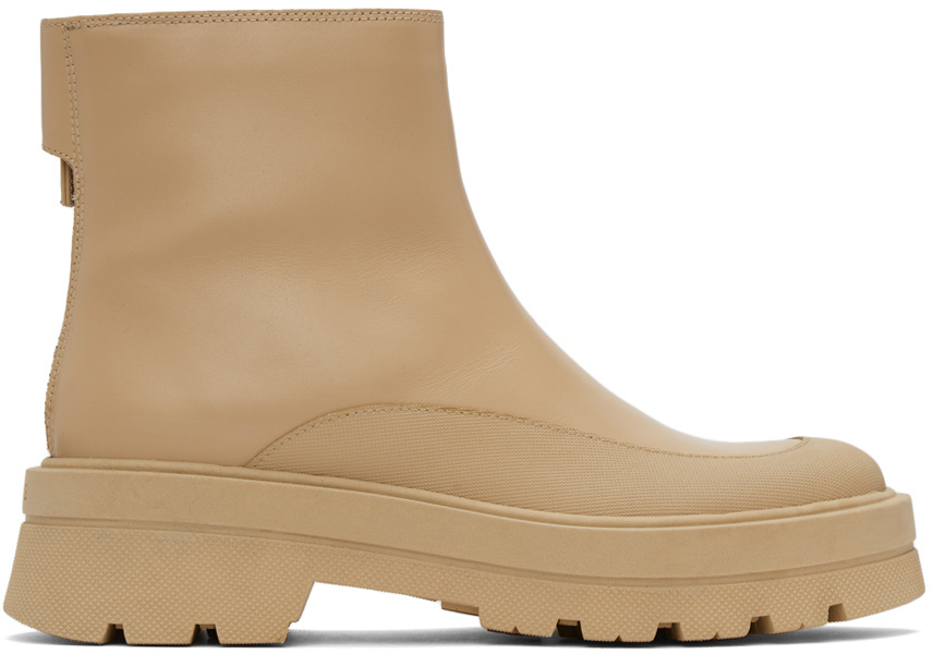 Boss Tan Denory Zip Ankle Boots