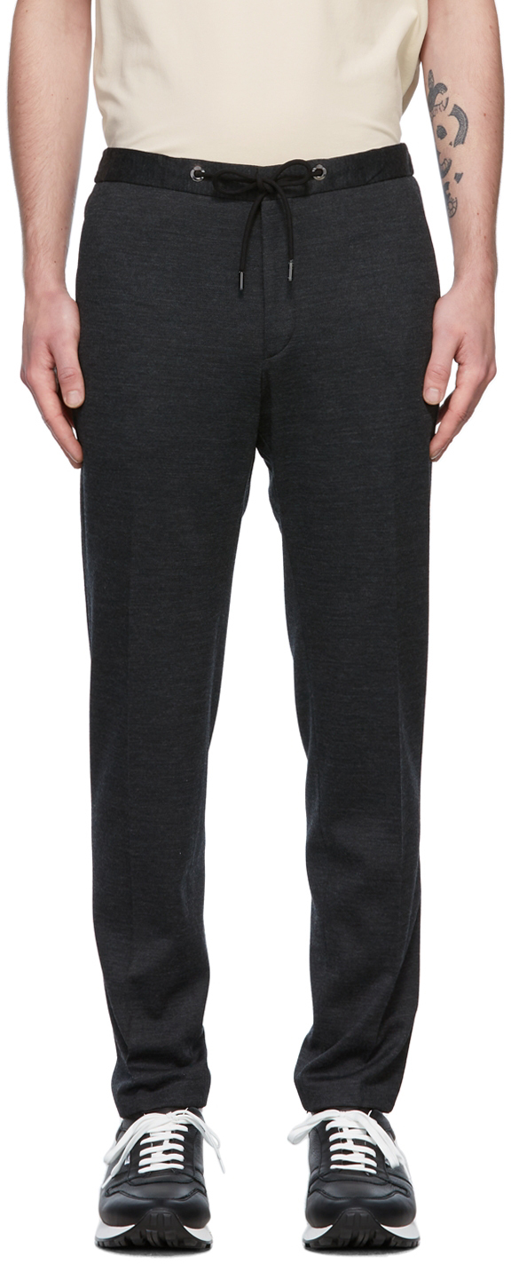BOSS Grey Slim-Fit Wool Trousers
