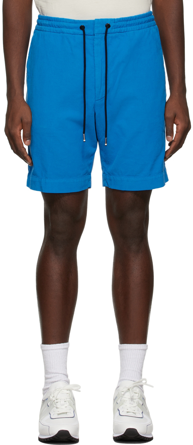 Blue Corduroy Shorts by Boss on Sale