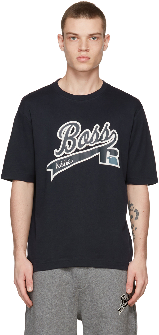 Boss Navy Russell Athletic Edition Logo T-Shirt