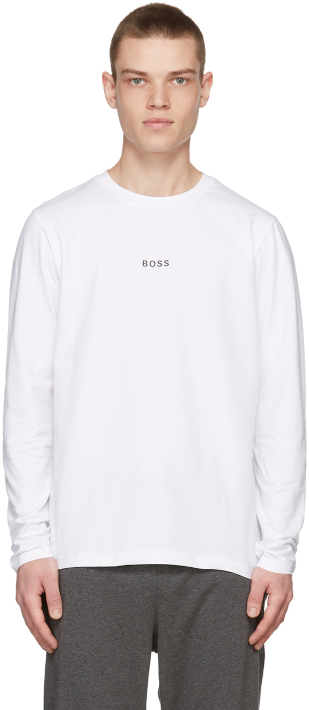 Boss White Cotton Long Sleeve T-Shirt