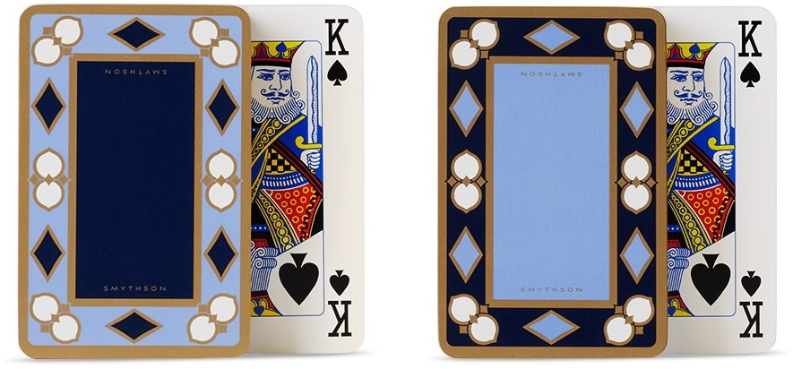 Smythson Black & Blue Playing Card Set In Nile Blue