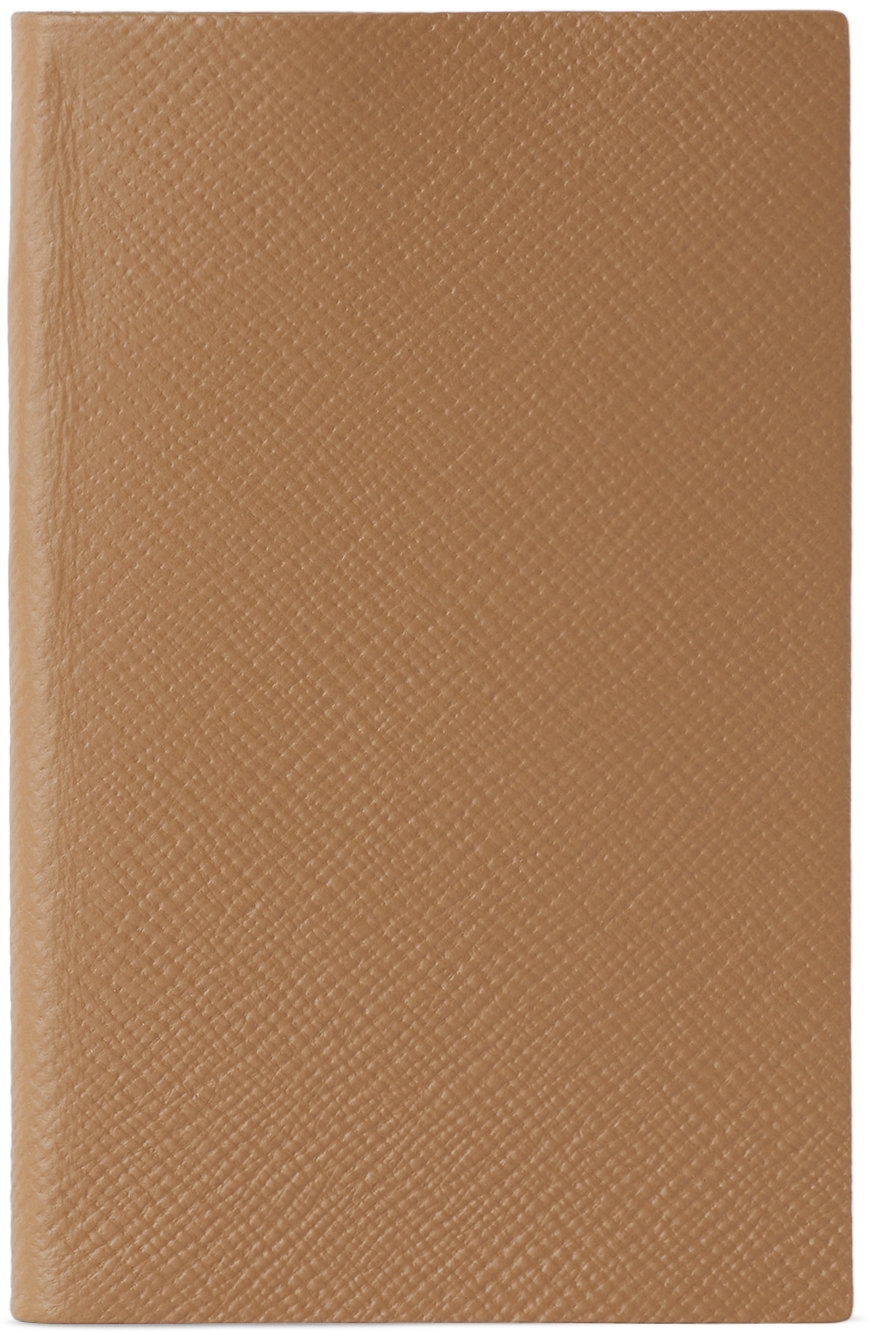Smythson Brown Panama Notebook In Light Rosewood