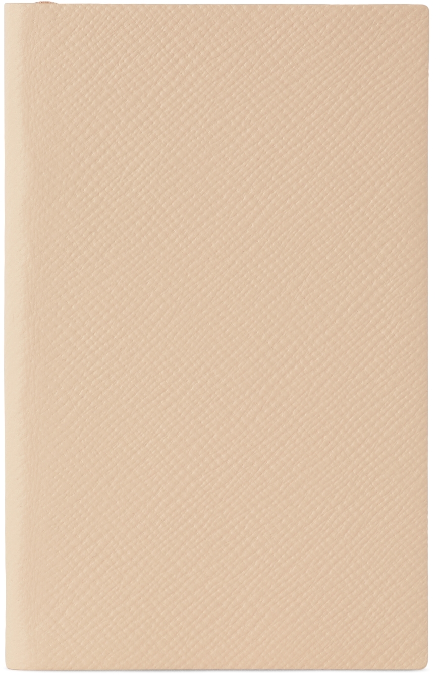 Smythson Pink Panama Notebook In Champagne