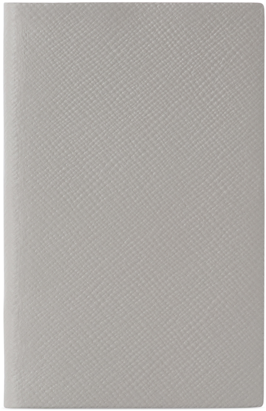 Smythson Grey Panama Notebook In Light Steel
