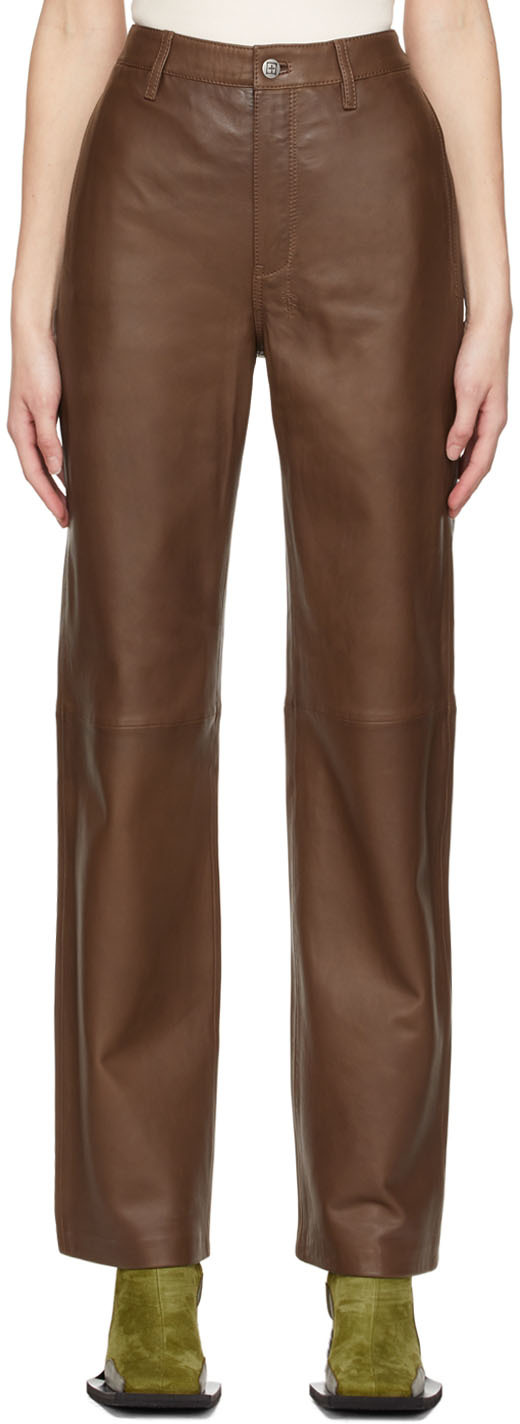 SSENSE Women Clothing Pants Leather Pants Brown Suede Jeans 