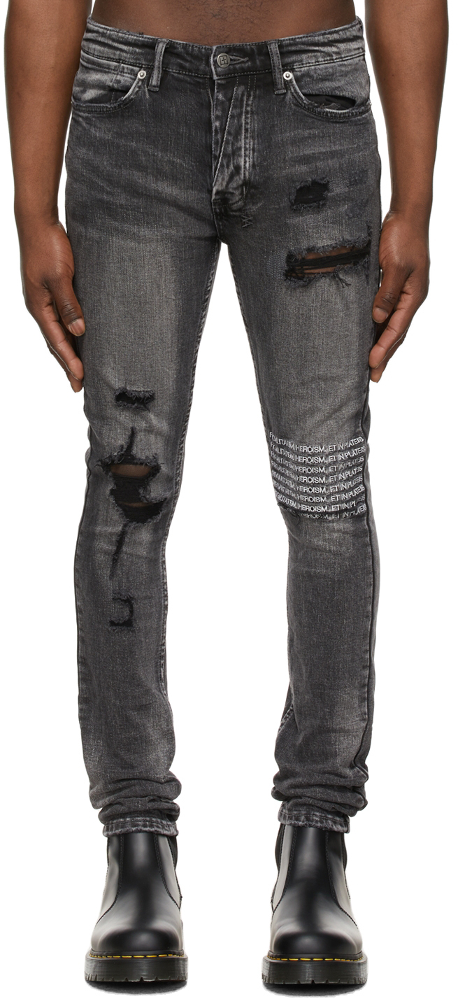 Black Van Winkle Angst Plateis Jeans by Ksubi on Sale