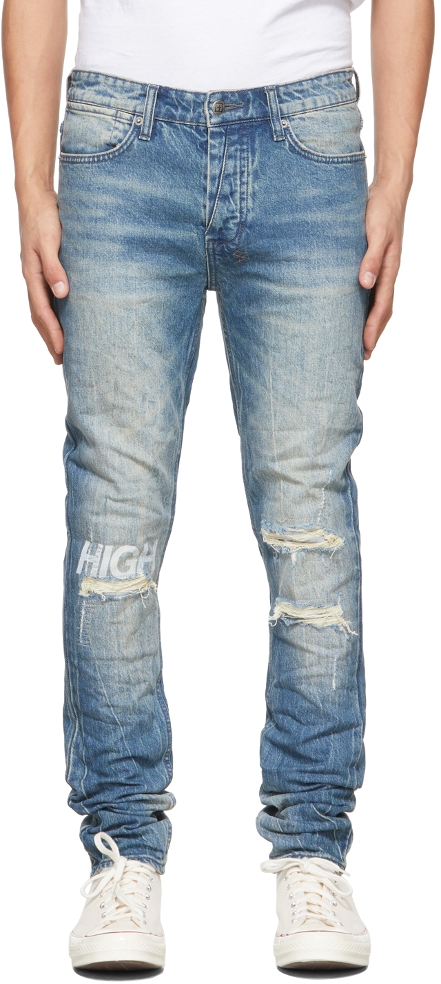 Blue Van Winkle High Rage Jeans SSENSE Men Clothing Jeans High Waisted Jeans 