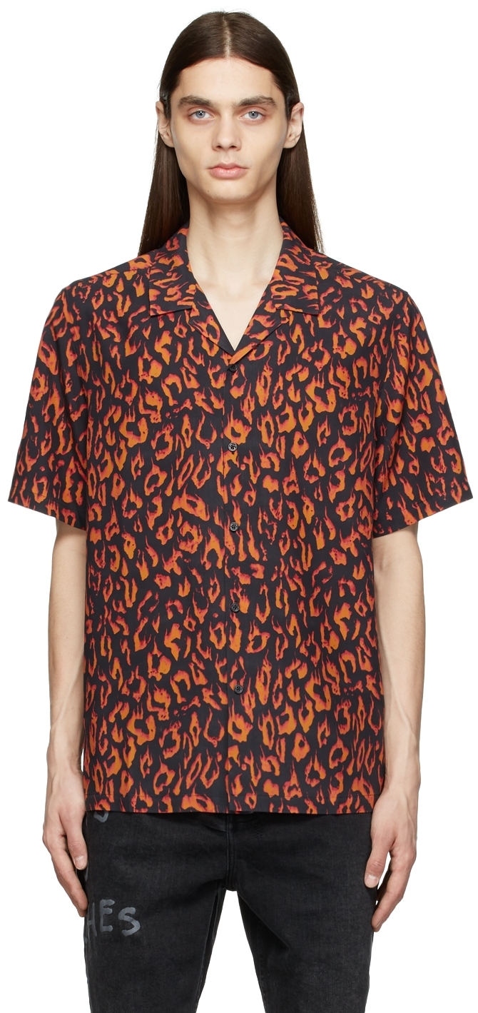 Ksubi: Black & Orange Fire Resort Shirt | SSENSE