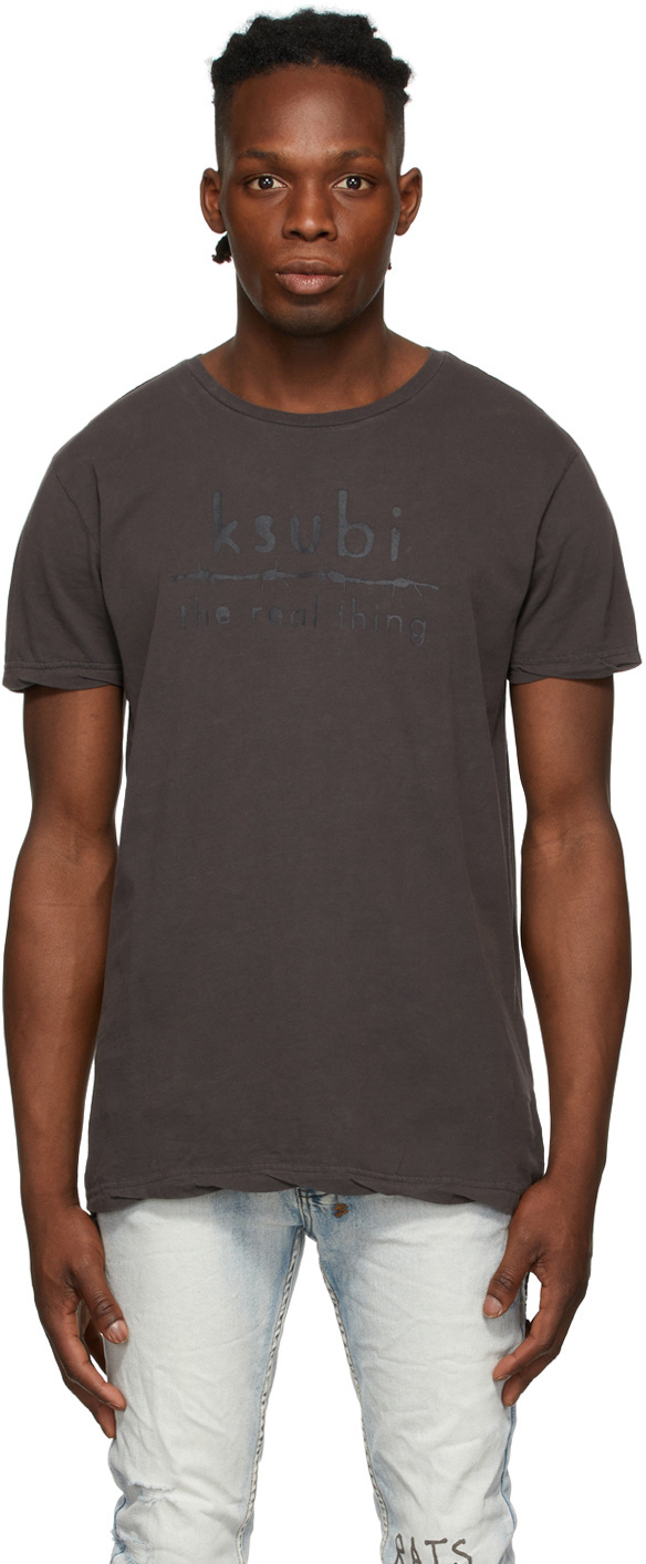 Ksubi Grey Real Seeing Lines Faded T-Shirt