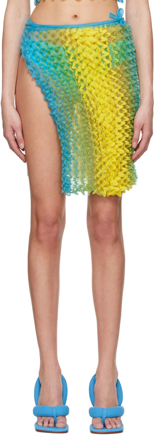 Chet Lo Blue & Yellow Blue Lagoon Sarong Midi Skirt