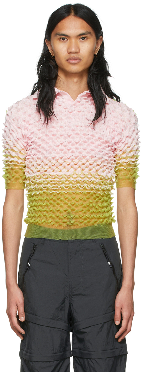 Chet Lo SSENSE Exclusive Pink & Green Heavenly Polo
