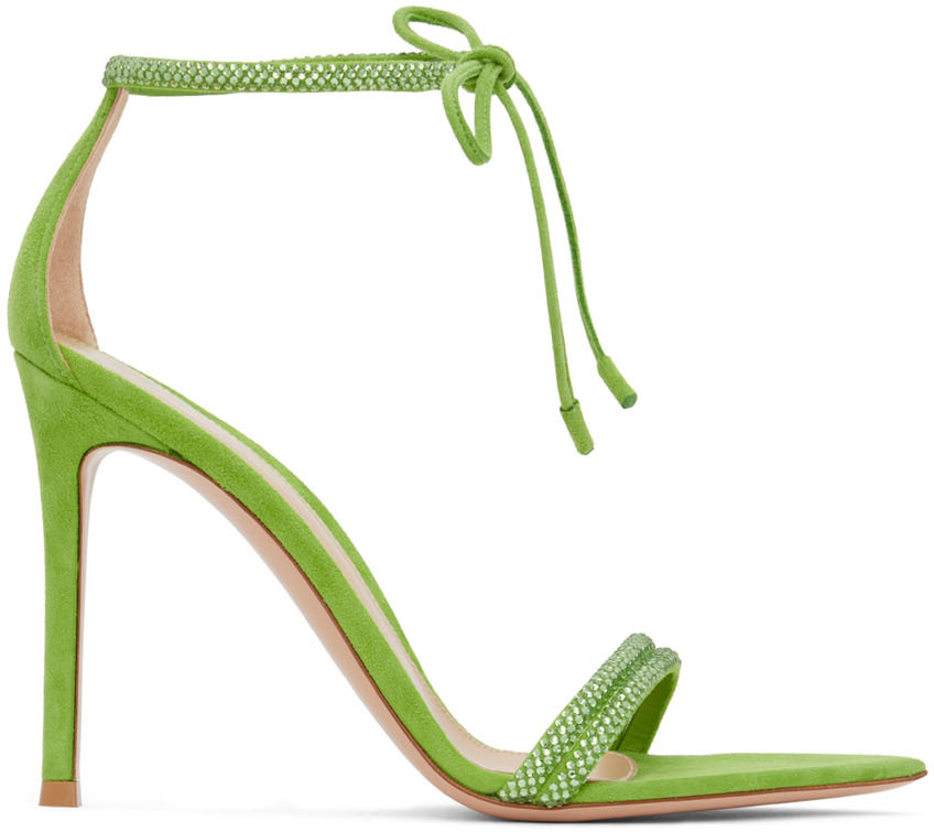 Green Montecarlo Heeled Sandals by Gianvito Rossi on Sale