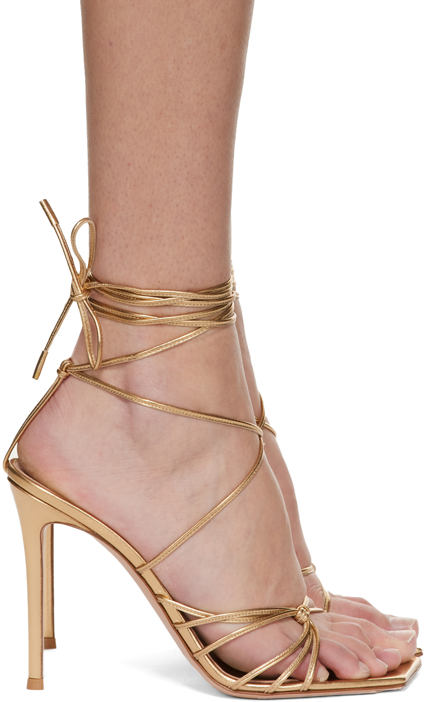 Women's Metallic Stiletto Heeled Mule Sandals Gold CN36(6) - Walmart.com