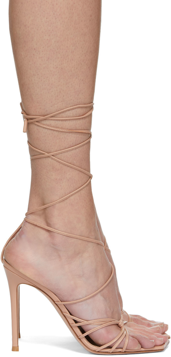 Gianvito Rossi Pink Sylvie Nappa Heeled Sandals In Peach