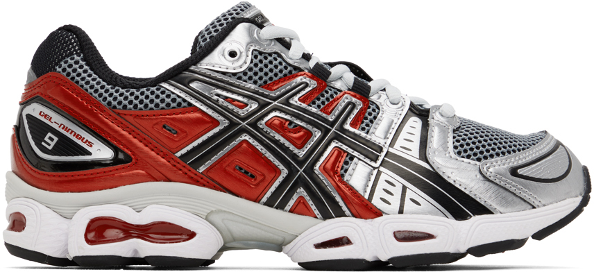 Asics Red & Silver Gel-Nimbus 9 Sneakers