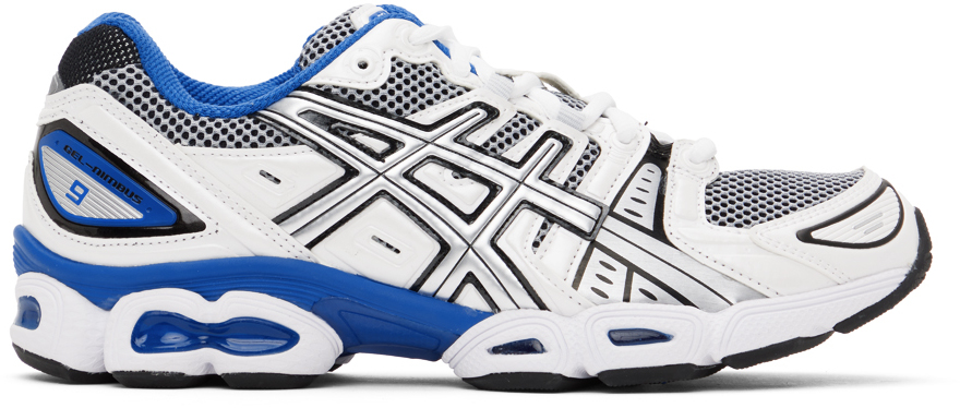 White & Blue Gel-Nimbus 9 Sneakers
