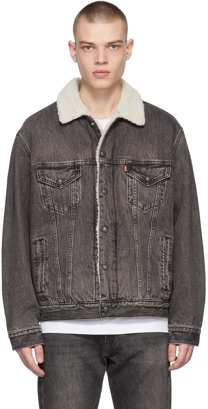 Levi's: Grey Type 3 Sherpa Trucker Denim Jacket | SSENSE