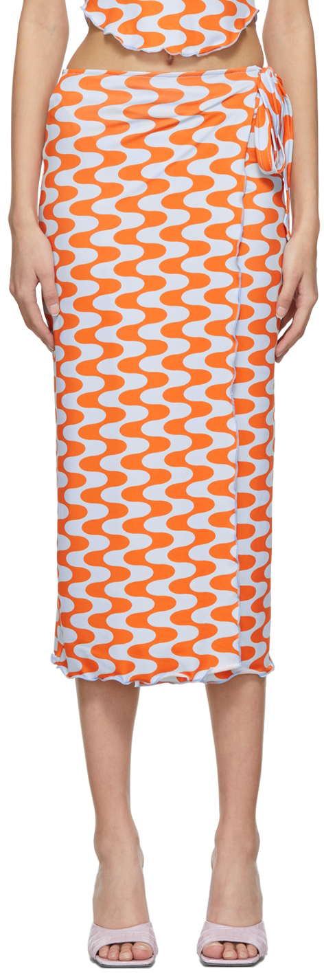 SSENSE Exclusive Orange & Blue 'Waves' Skirt