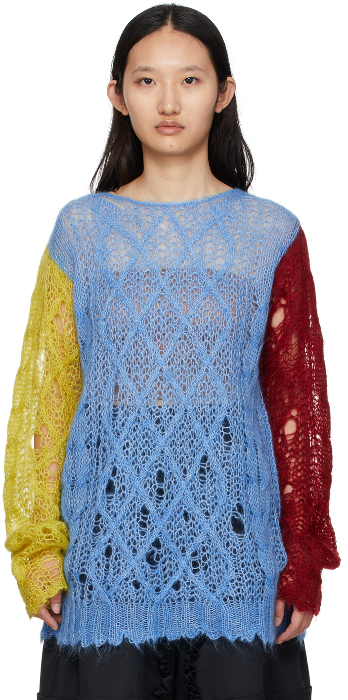 Charles Jeffrey Loverboy Blue Open Cable Knit Sweater | Smart Closet
