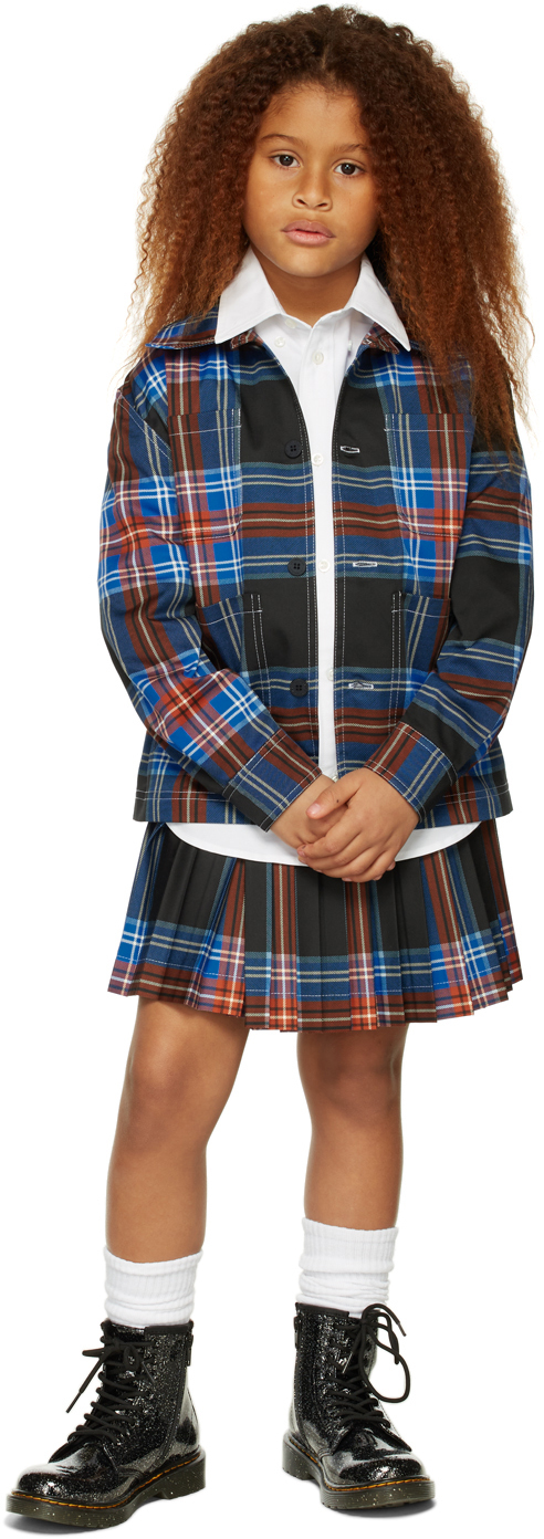 Charles Jeffrey Loverboy Ssense Exclusive Kids Black Tartan Skirt In Loverboy Ta