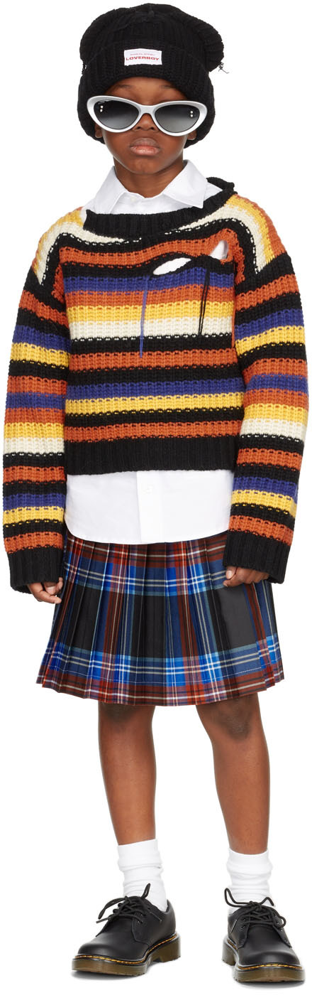 Charles Jeffrey Loverboy Ssense Exclusive Kids Multicolor Slash Stripe Sweater In Multicolour