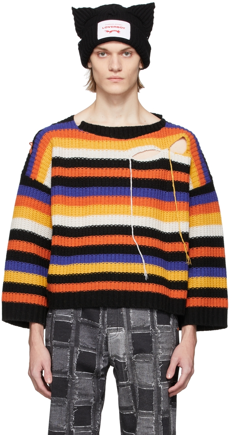 Charles Jeffrey LOVERBOY: Multicolor Stripe Slash Sweater | SSENSE