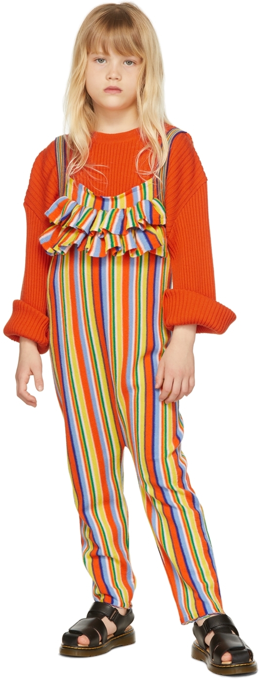 M.a+ Kids Multicolor Wool Stripe Jumpsuit In Multi Stripes