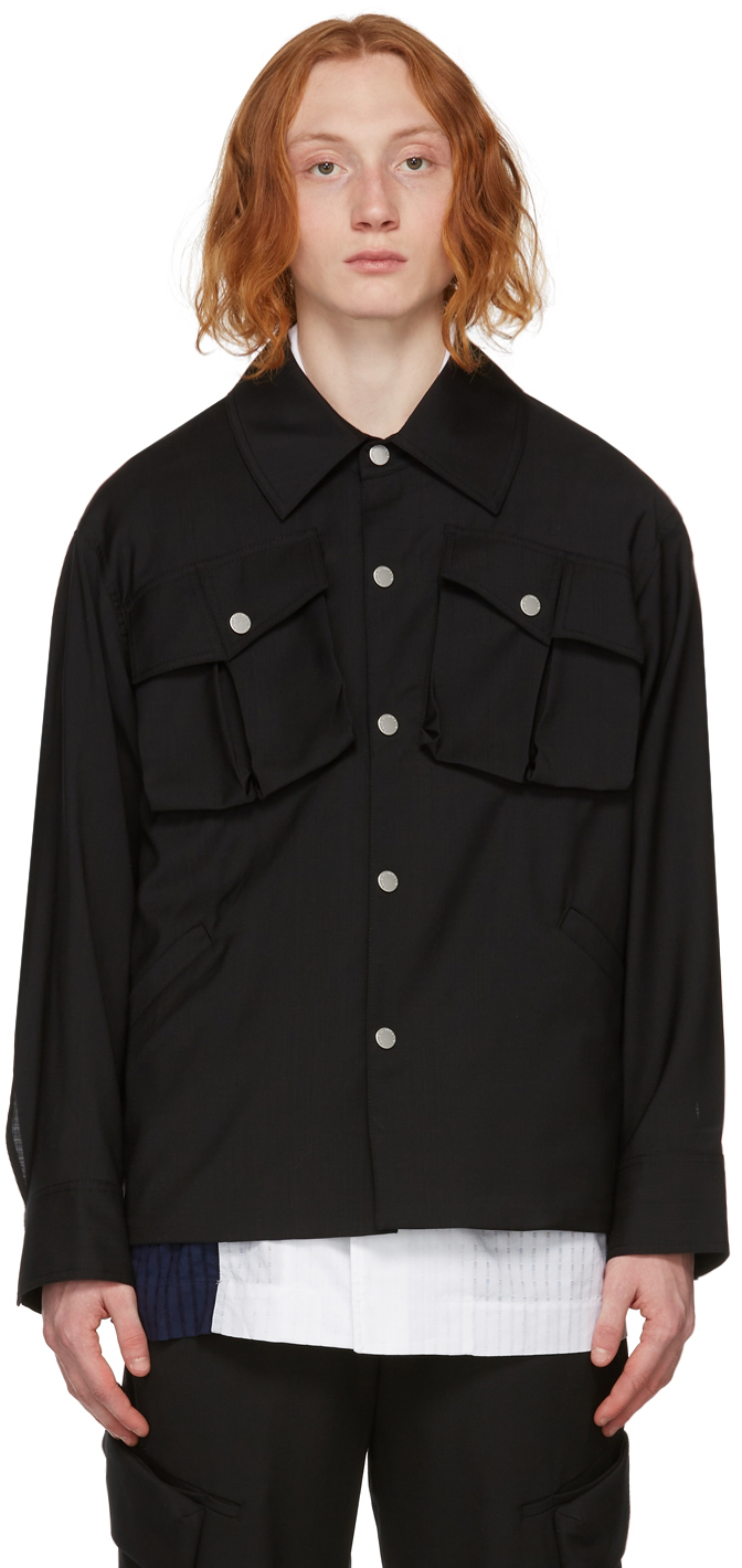 Black Semi-Sheer Shirt Jacket