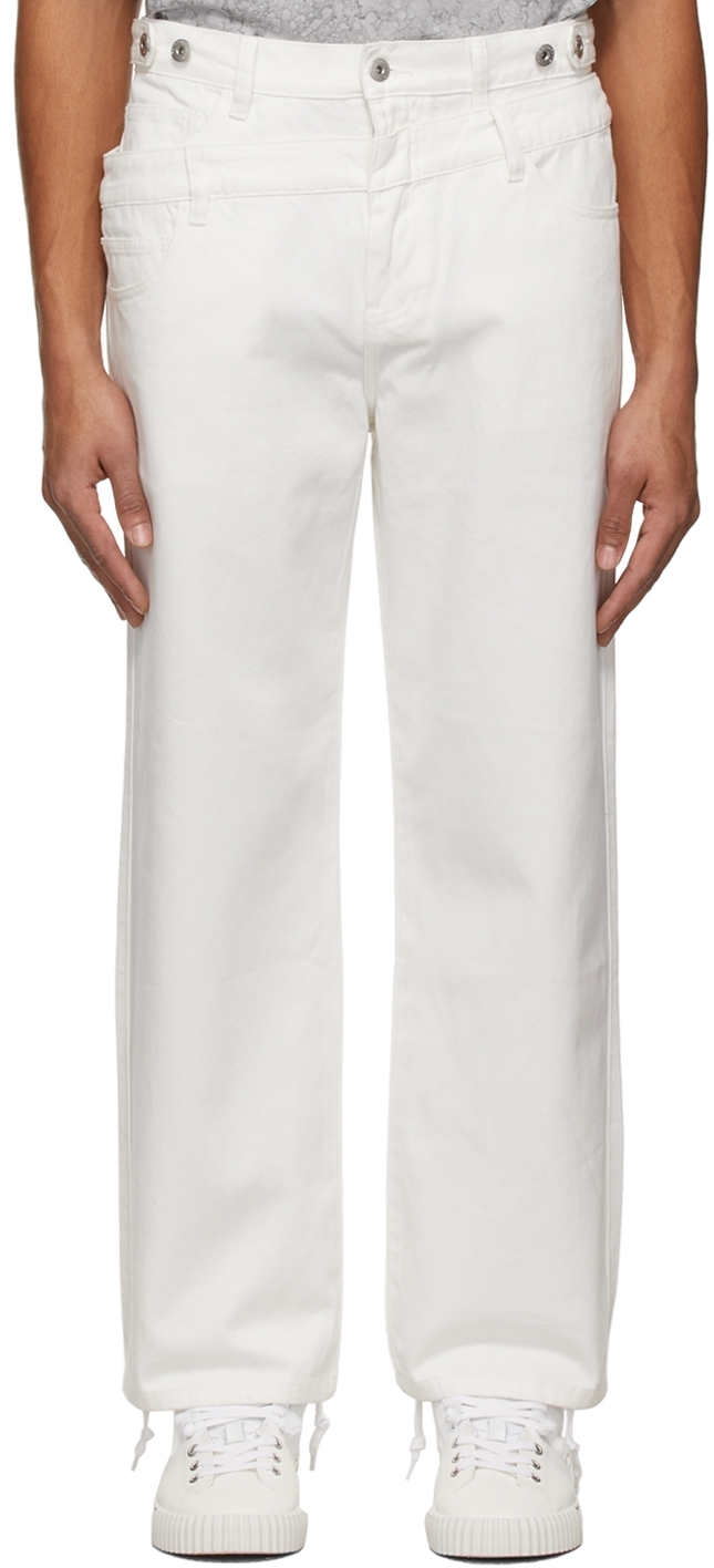 White Double Waistband Jeans