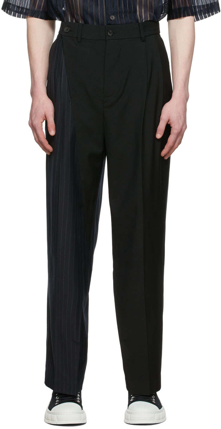 Blue Stripe Trousers by Feng Chen Wang on Sale