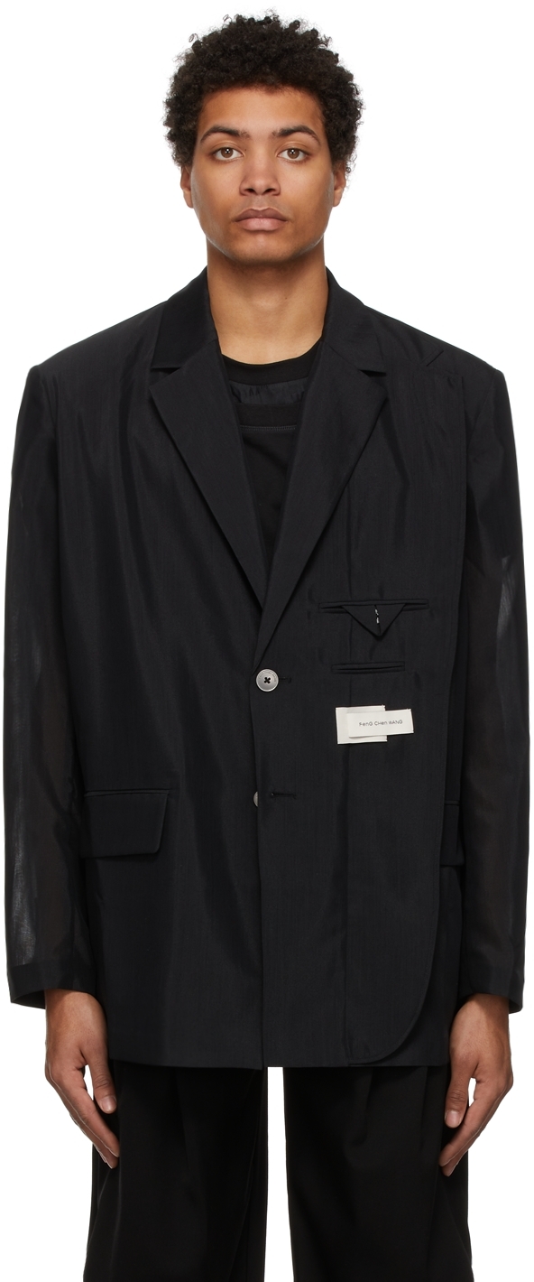 Feng Chen Wang Black Paneled Blazer | Smart Closet