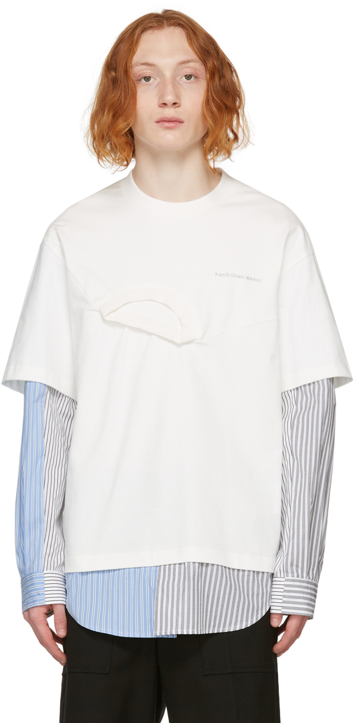 White Shirting Panelled Sweatshirt