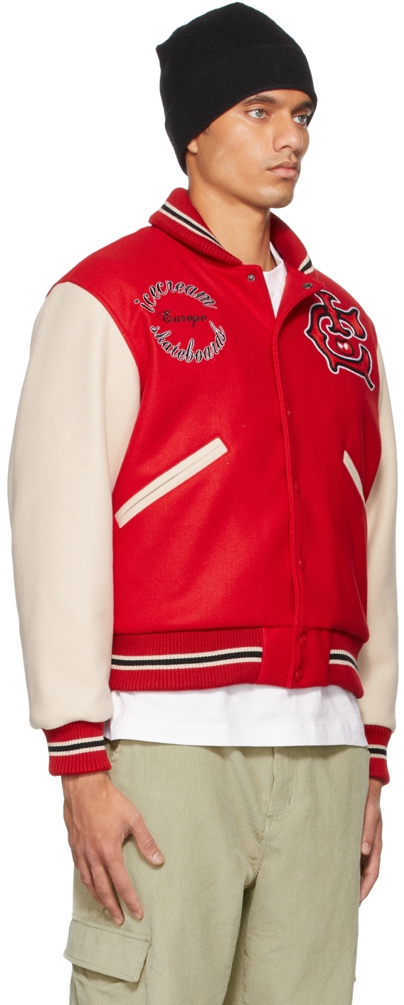 ICECREAM Red Team EU Skate Cone Varsity Bomber | Smart Closet